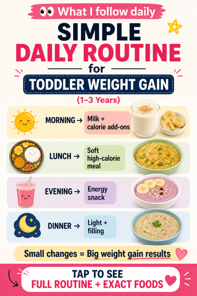 Simple daily routine for toddler weight gain including meals and snacks for kids aged 1–3 years