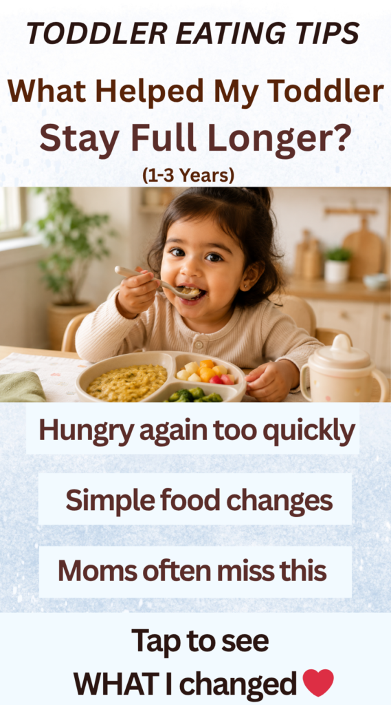 Toddler eating tips explaining what may help toddlers stay full longer including meal balance ideas and healthy foods for picky eaters ages 1–3 years.